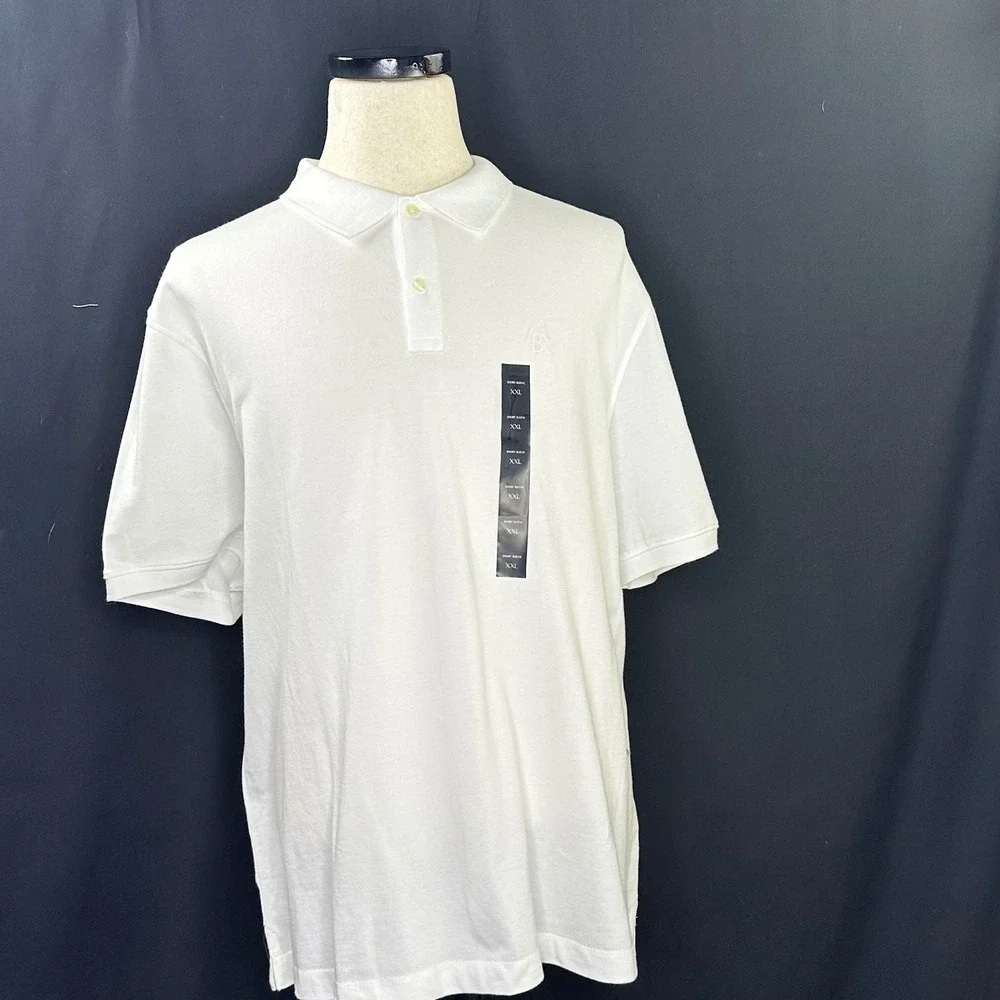 Banana Republic XXL Polo White Organic Cotton Pique Luxury Preppy Heritage NWT